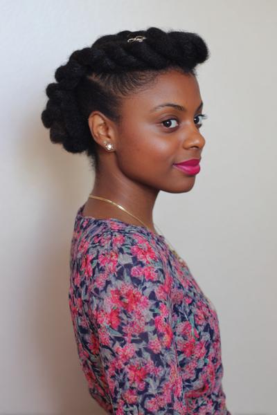 15. Two-Strand Twist Updo Hairstyles for School Easy Natural Hair With Pinned Coils