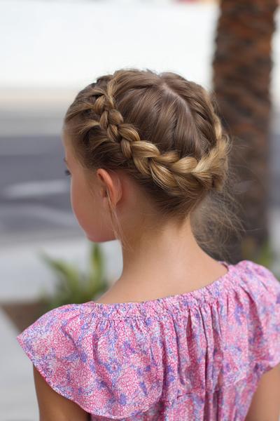 9. Dutch Braid Crown Hairstyles for School Easy Braids With a Flat Halo Shape