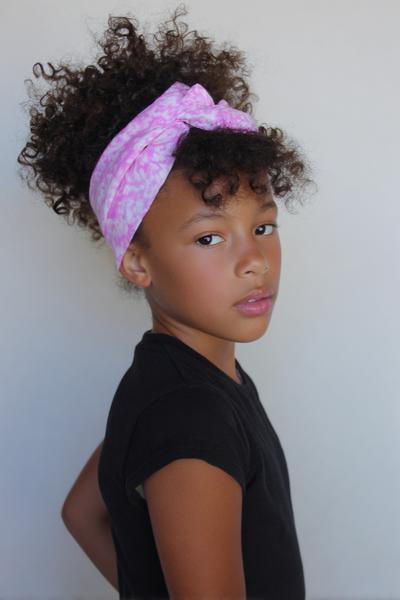 14. Short Curly Afro With Soft Headwrap for hairstyles for school kids short hair ideas