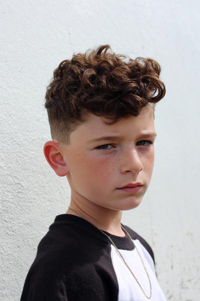 19. Curly Top With Low Fade for hairstyles for school kids boys ideas