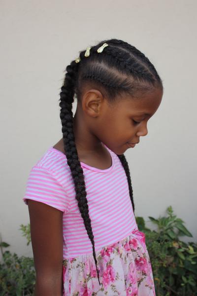 3. Side-Part Cornrow Crown With Barrettes for hairstyles for school kids black ideas