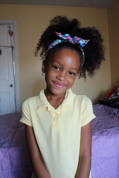 6. High Pineapple Puff With Headband for hairstyles for school kids natural hair ideas