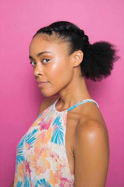 19. Low Twisted Ponytail with Middle Part for Hairstyles for School Natural Hair Easy Routine