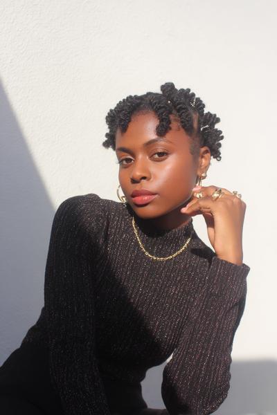 8. Defined Finger Coils with Gold Cuffs for hairstyles for school short hair black ideas