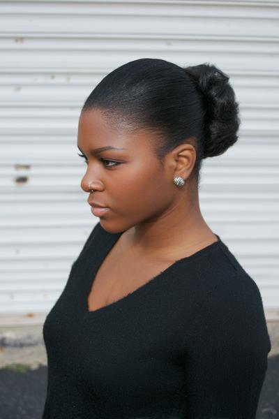 9. Sleek Low Puff with Laid Edges for hairstyles for school short hair black ideas
