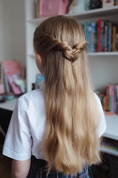 26. Half-Up Heart Detail with Straight Length for hairstyles for school straight hair girl ideas