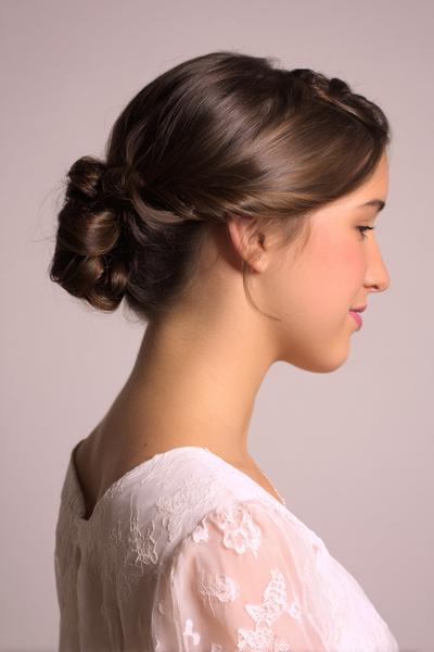 14. Low Bun With Twisted Bangs for Hairstyles for School Updo Quick and a Soft Front