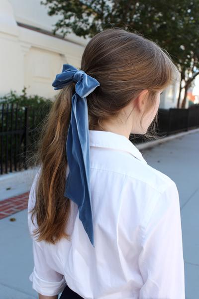 19. Ribbon-Tied Ponytail for Hairstyles for School Up Hair With a Preppy Bow
