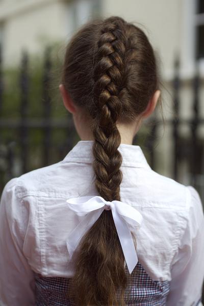 2. Side French Braid for Hairstyles for School Braids with Ribbon Detail