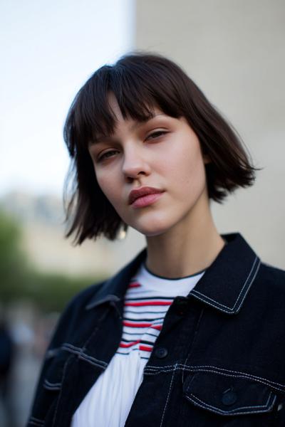 13. Blunt Bob with Curtain Fringe for hairstyles for short hair with bangs ideas