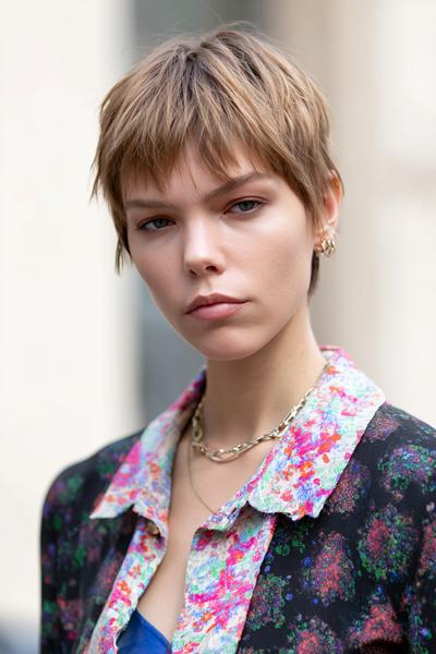 14. Piecey Micro Bangs Pixie for hairstyles for short hair with bangs ideas