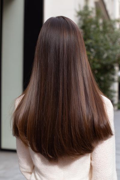 18. Long U-Shape Layers with Glossy Blowout for hairstyles for thin hair long ideas
