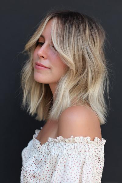 20. Shoulder-Grazing Textured Lob with Soft Ends for hairstyles for thin hair medium ideas