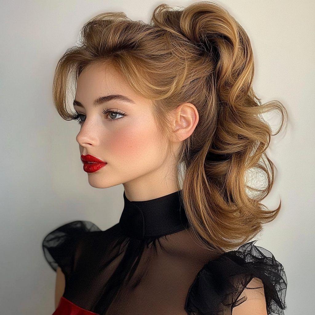 High messy ponytail prom updo