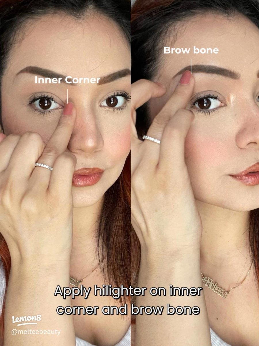 Inner corner highlight and brow bone makeup