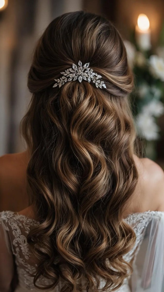 Crystal clip half up waves