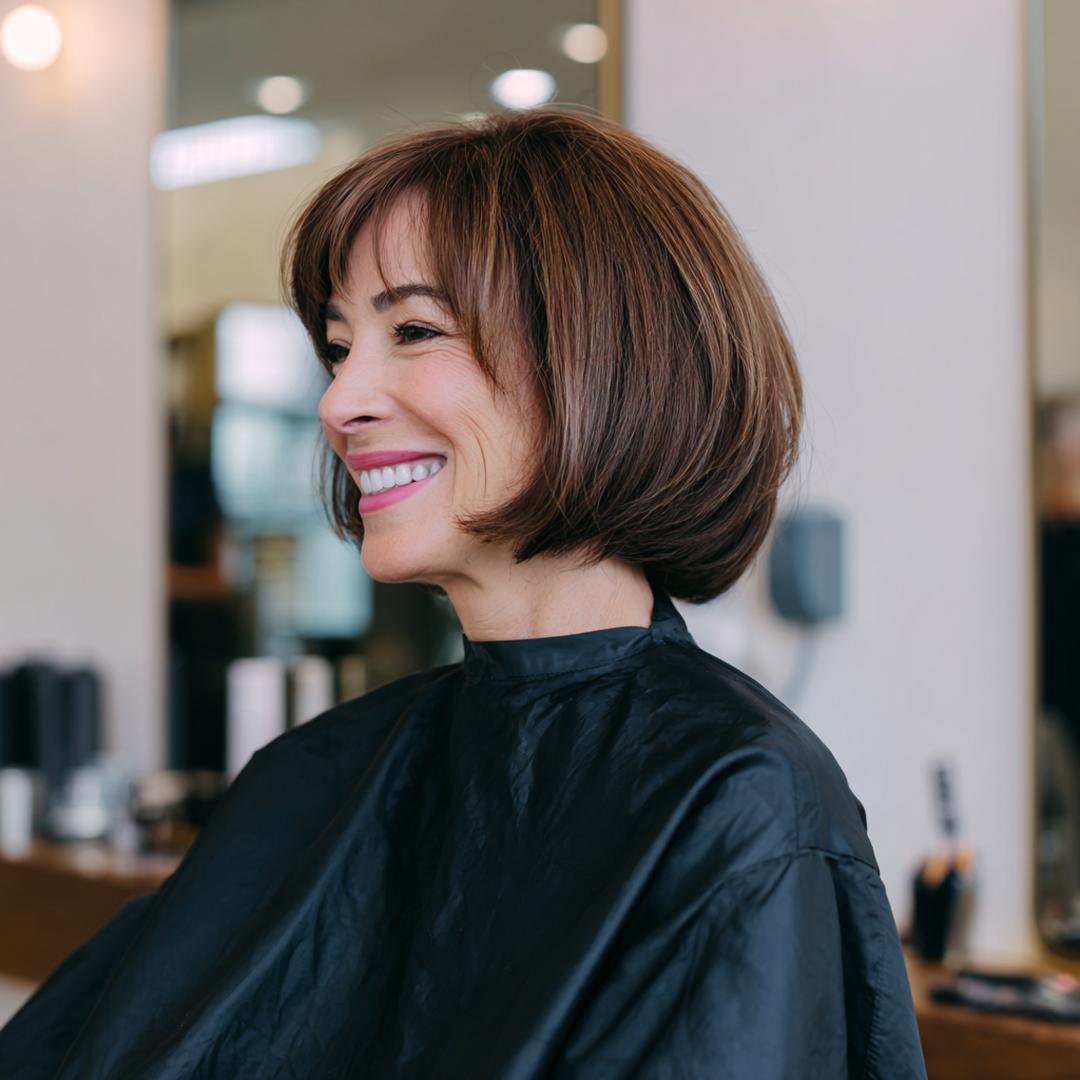 Rounded Brown Bob With Layers