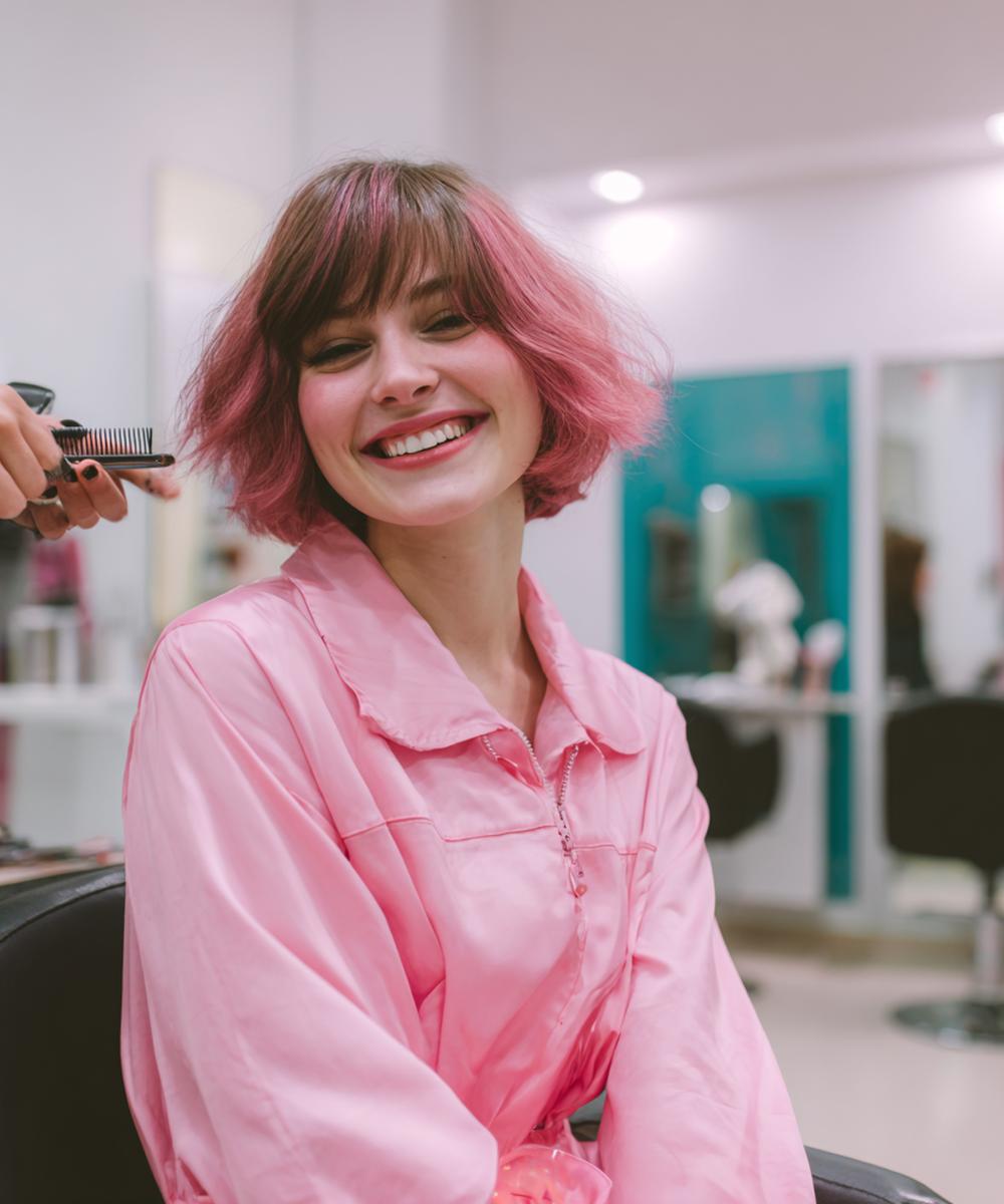 Pastel Pink Bob With Bangs
