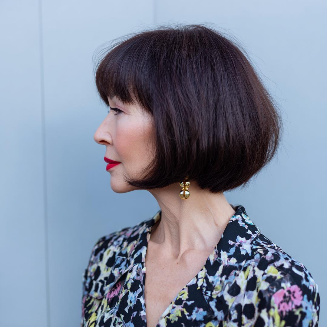 Classic Dark Bob With Bangs