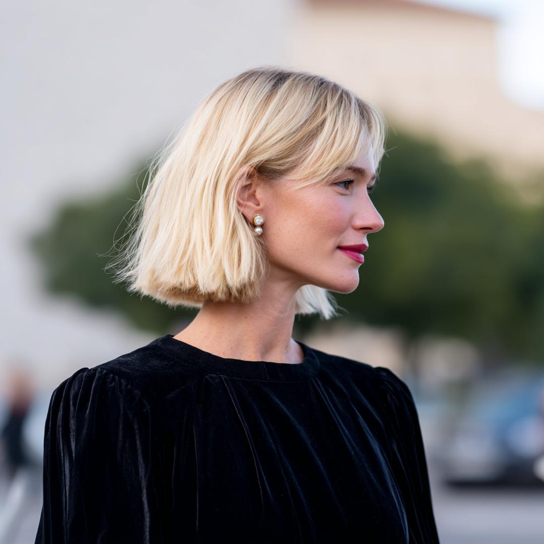 Blunt Blonde Bob With Bangs