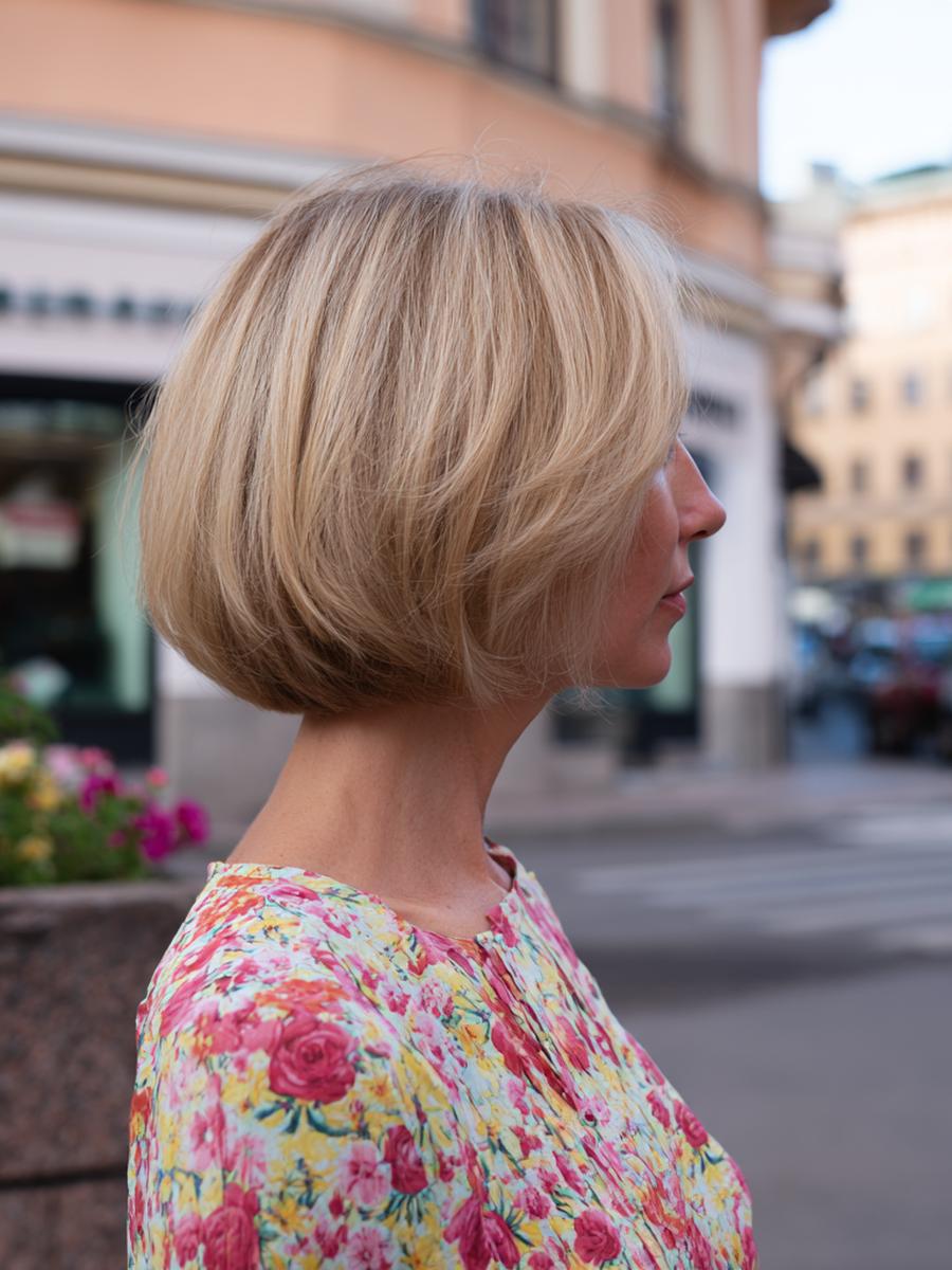 Rounded Blonde Bob No Bangs