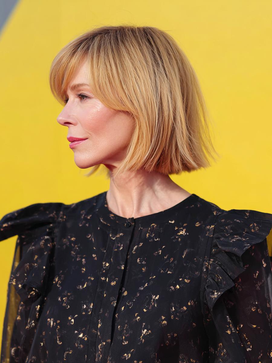 Blonde Blunt Bob With Fringe