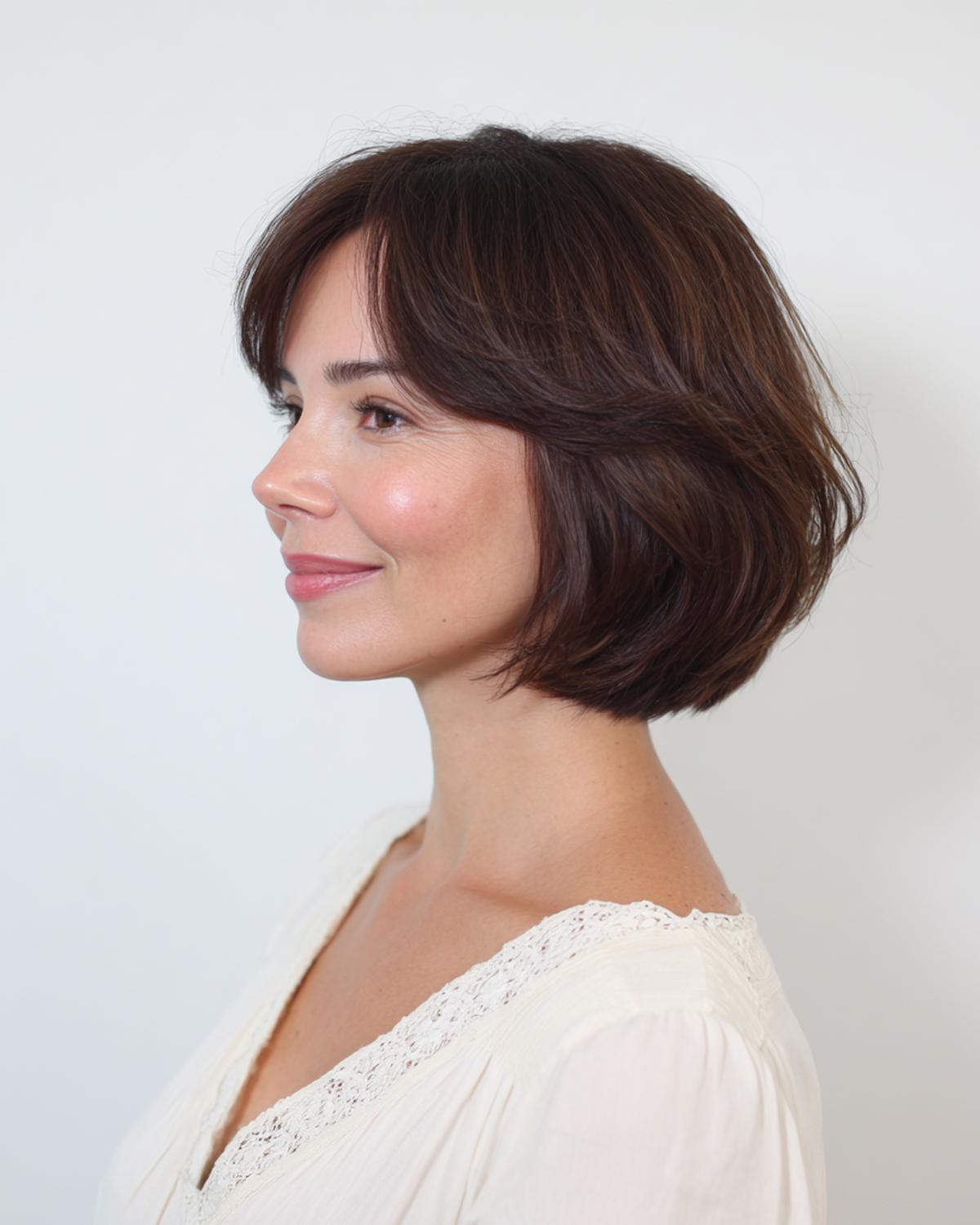 Soft Layered Bob Curtain Bangs