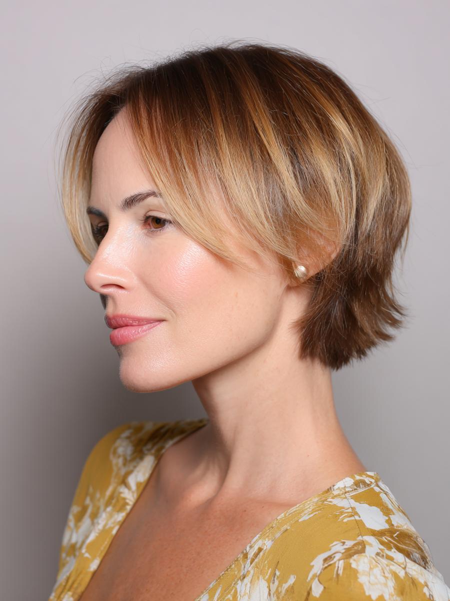 Short Layered Bob Middle Part
