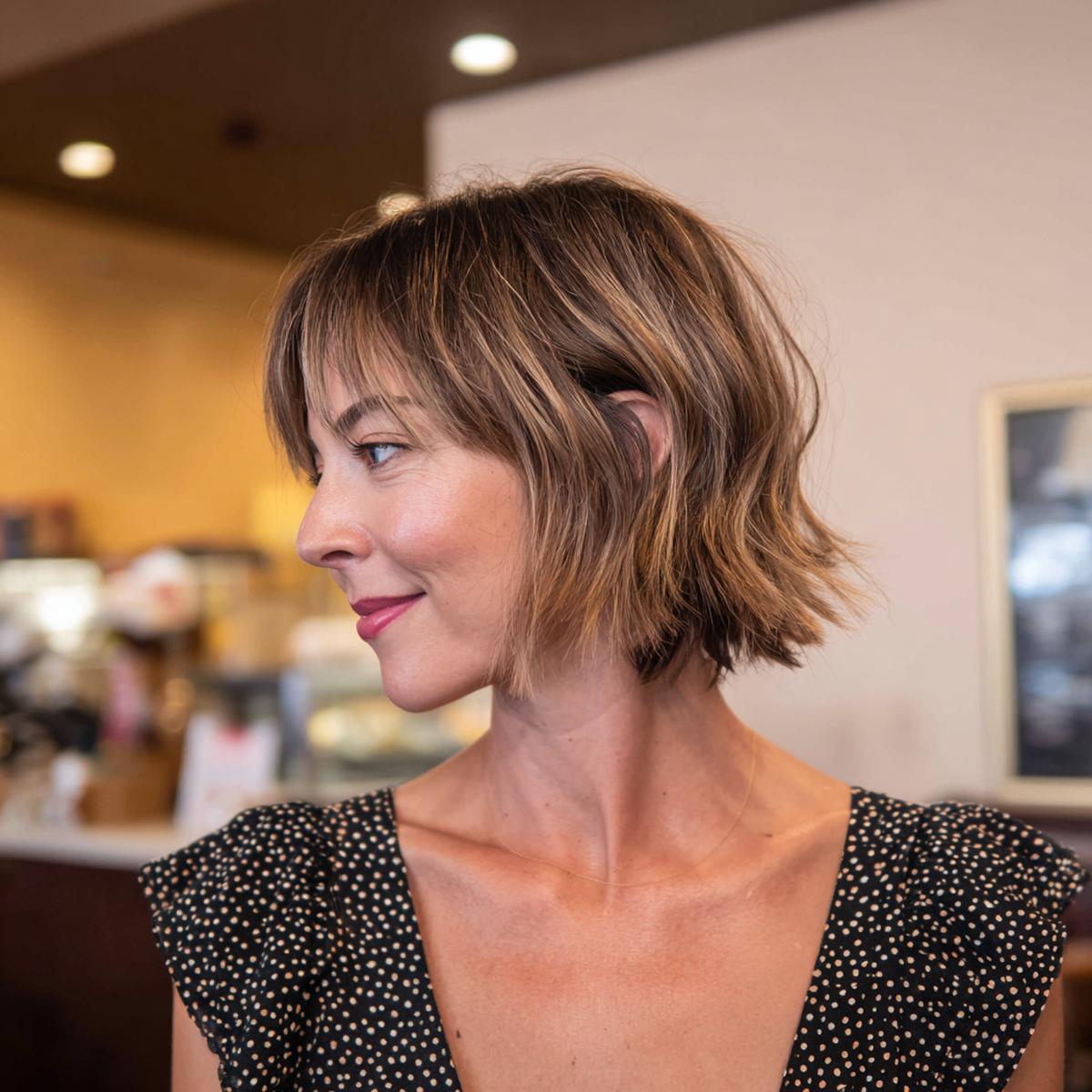 Textured Wavy Bob With Highlights