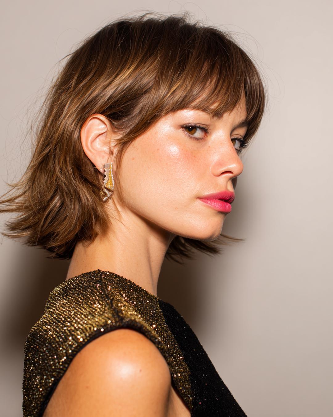 Chin Length Bob With Bangs