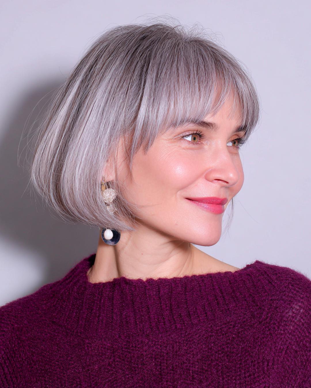 Silver Bob With Full Fringe