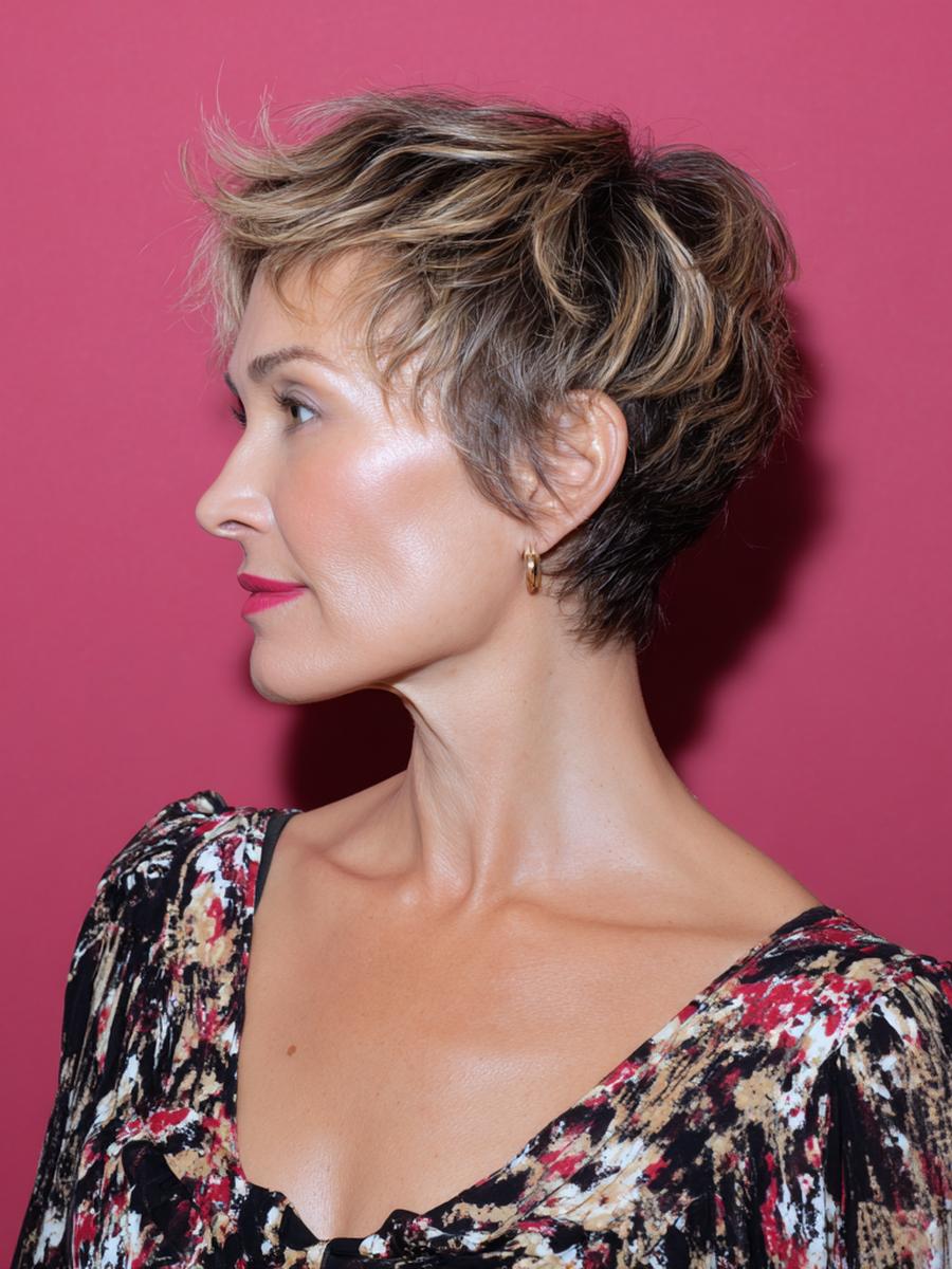 Textured Blonde Pixie Cut