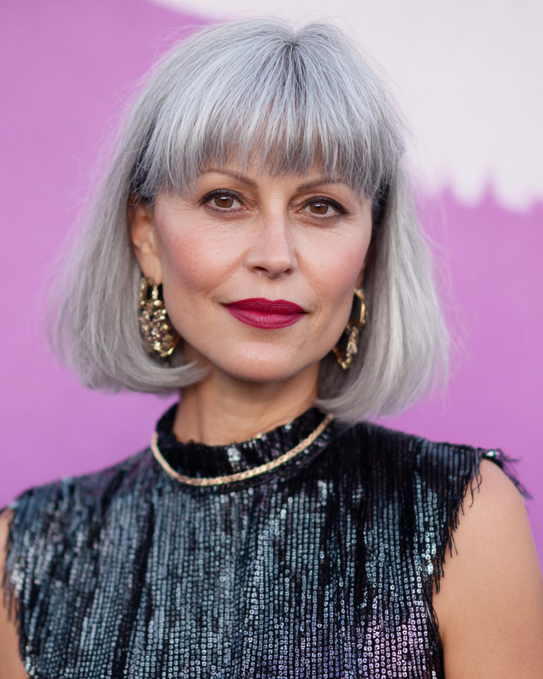 Silver Bob With Blunt Bangs