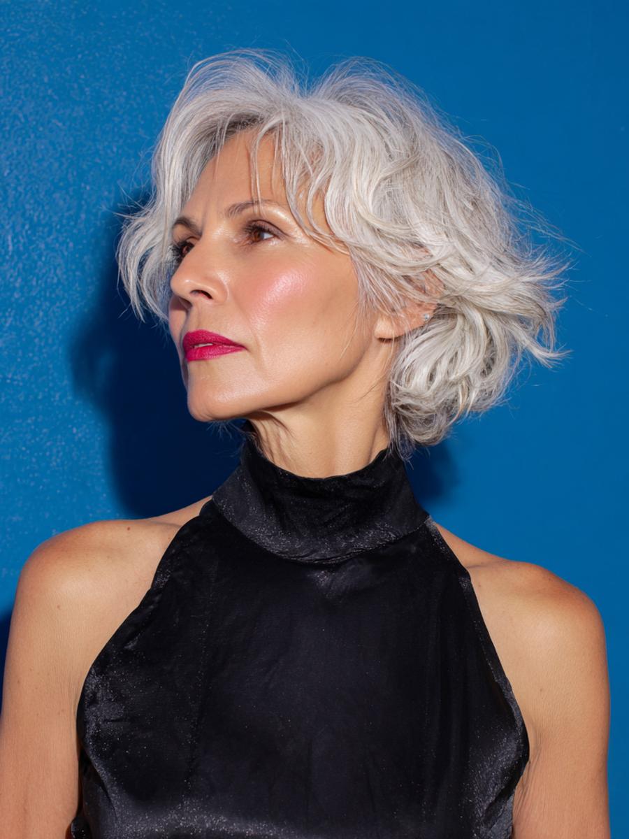 Silver Wavy Textured Bob