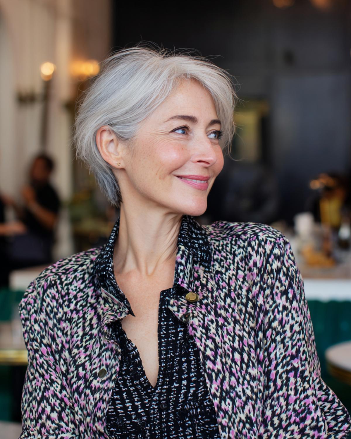 Gray Pixie With Side Bangs