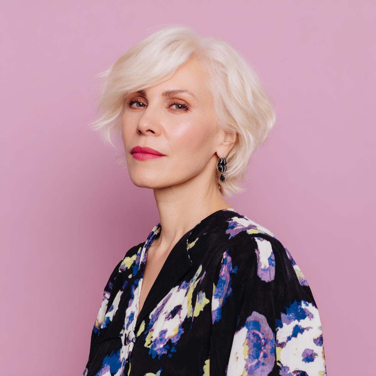 Platinum Wavy Side Swept Bob