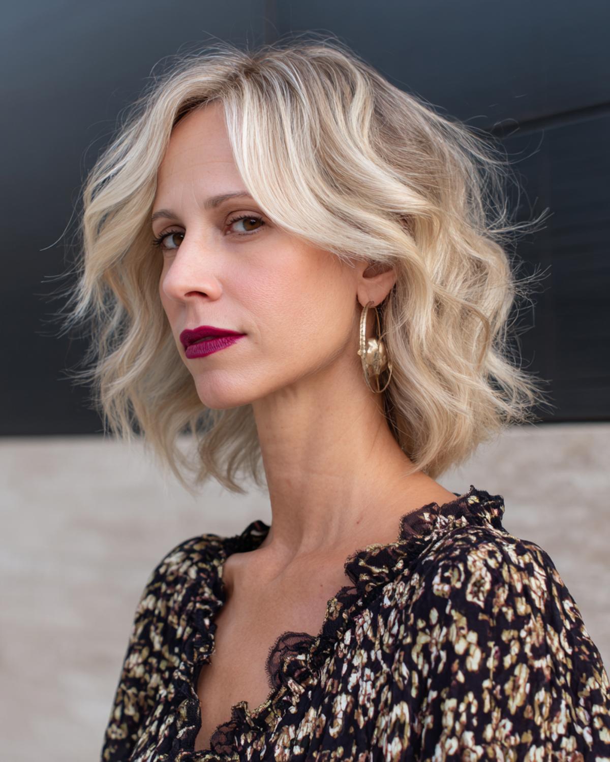 Blonde Textured Lob Waves
