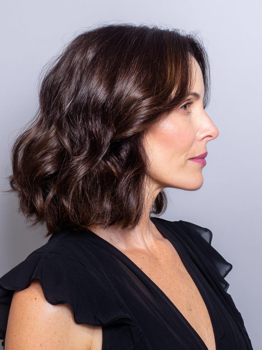 Brunette Wavy Bob
