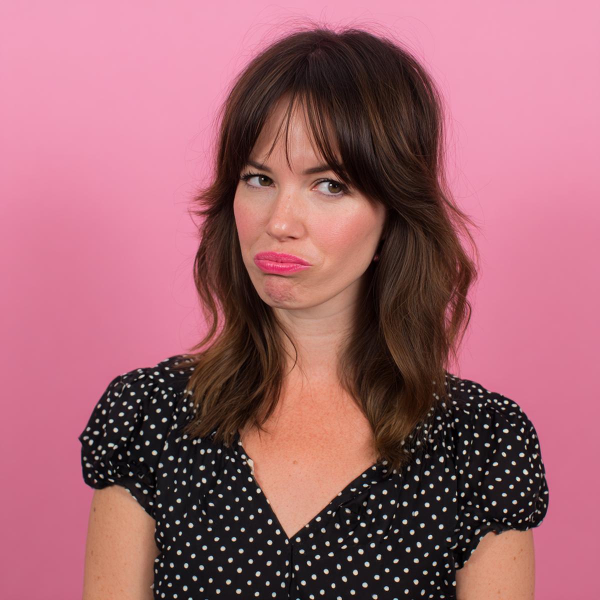 Wispy Bangs Wavy Brunette Lob