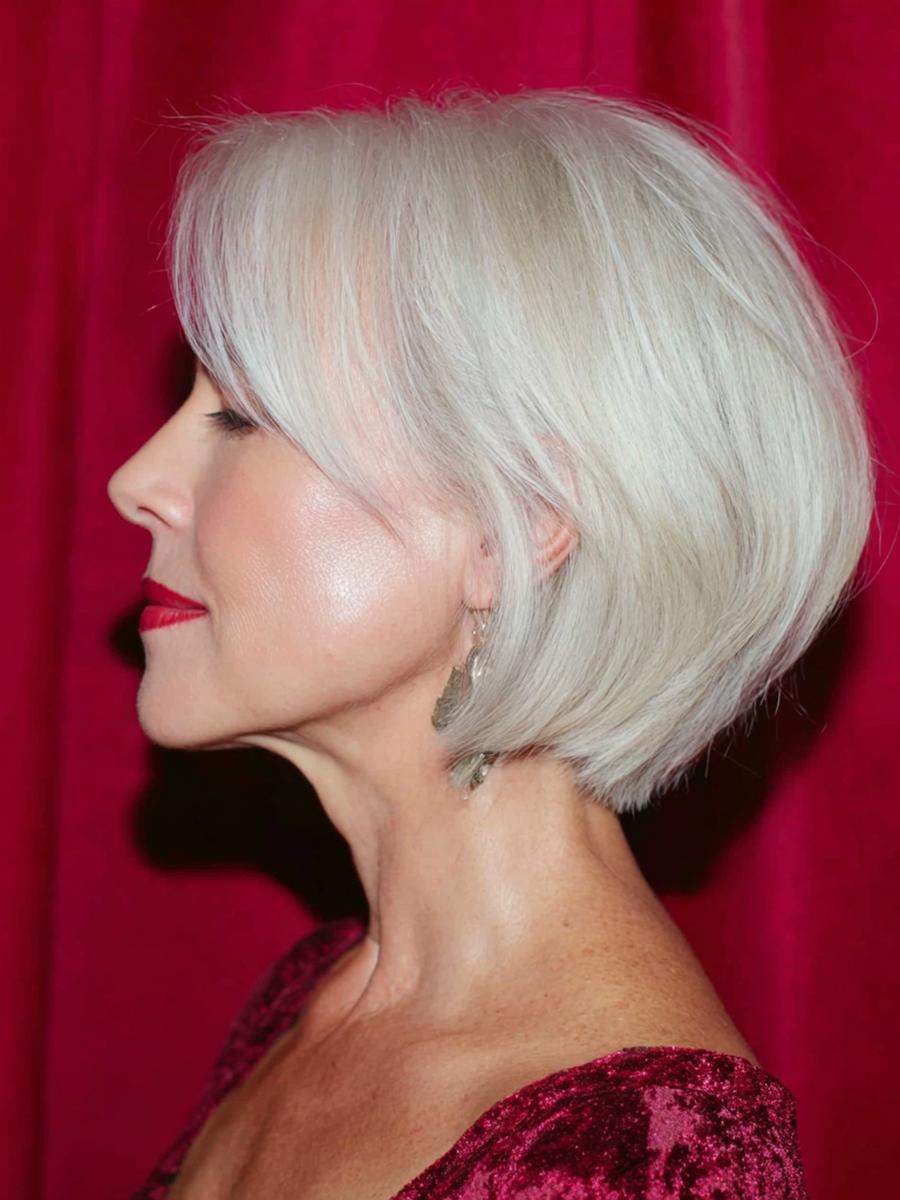 Silver Layered Bob Side Fringe