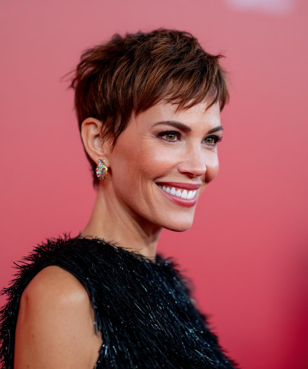 Textured Brunette Pixie Spiky Top