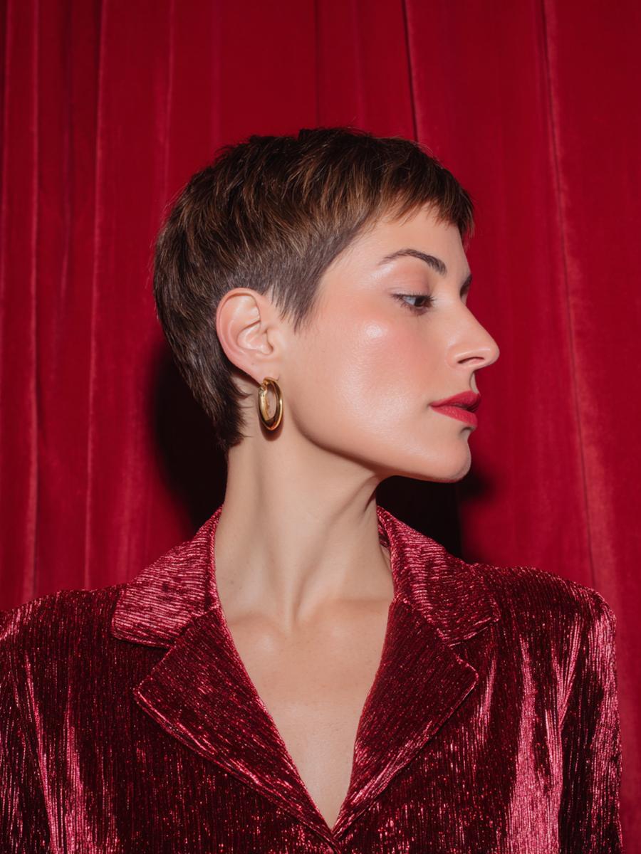 Brown Textured Pixie Close Sides