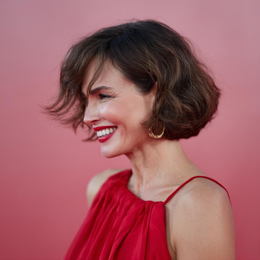 Wavy Brunette Bob
