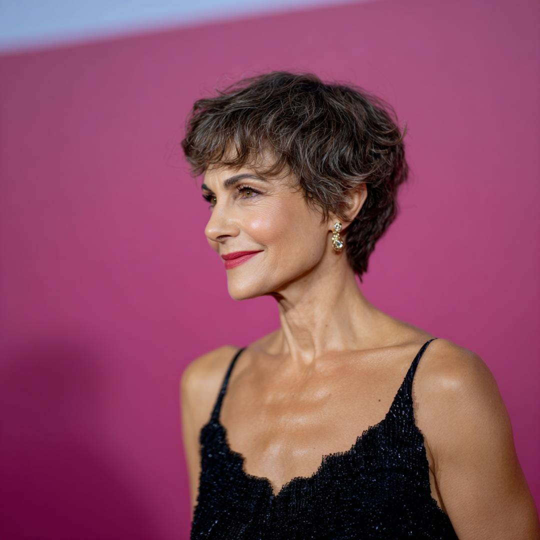 Tousled Wavy Brunette Pixie