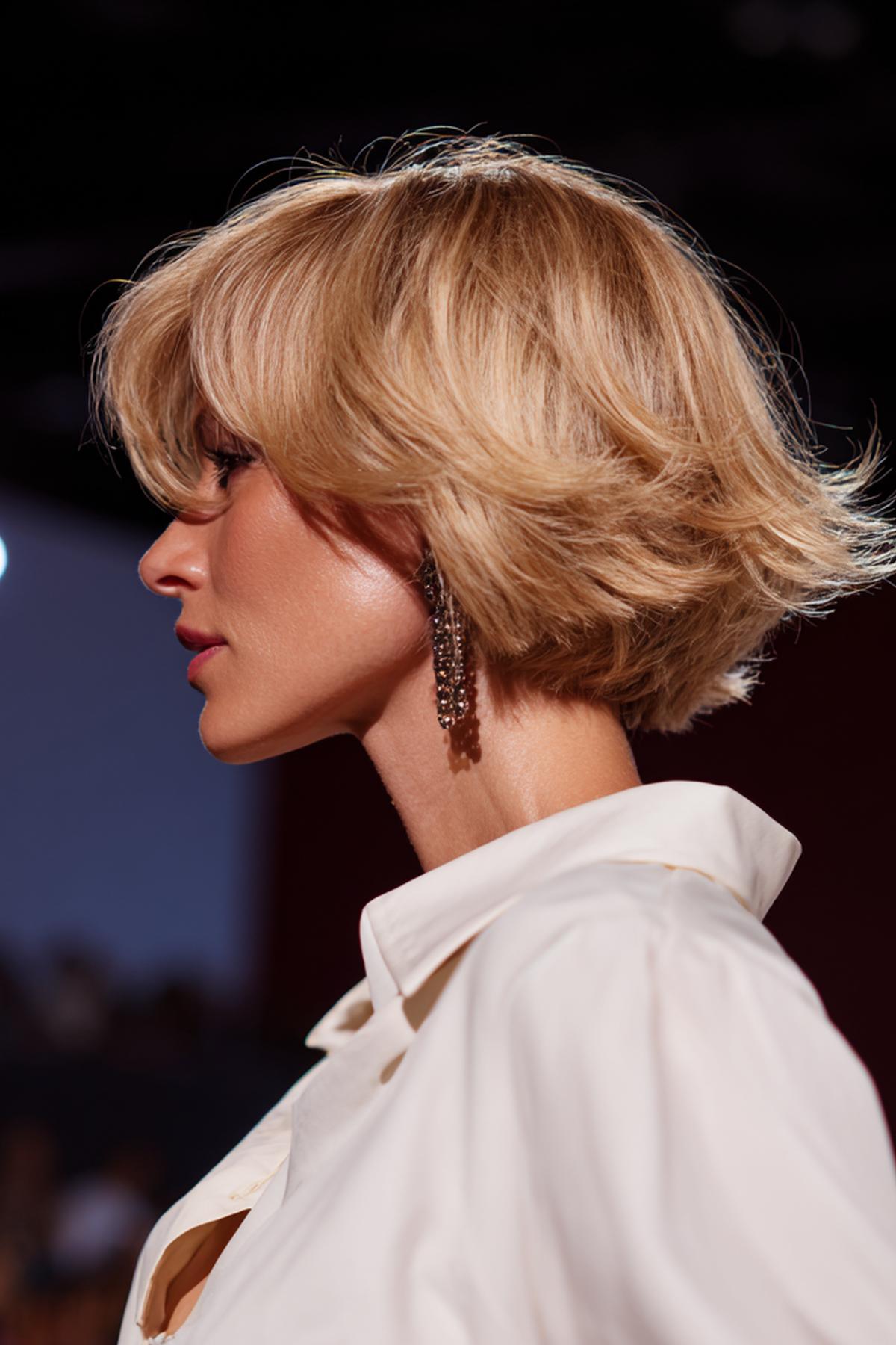 Blonde Feathered Bob Bangs