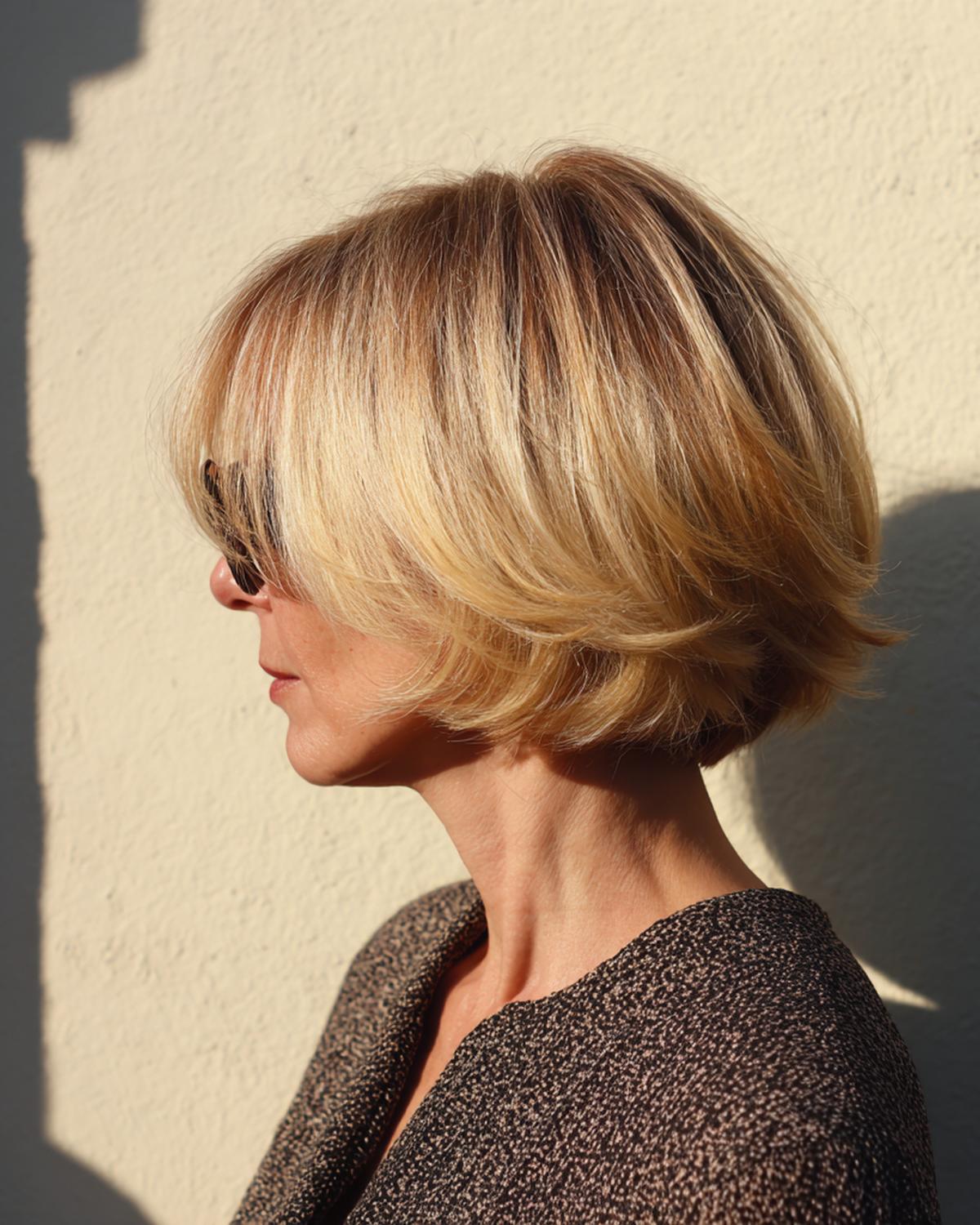Blonde Feathered Bob With Layers