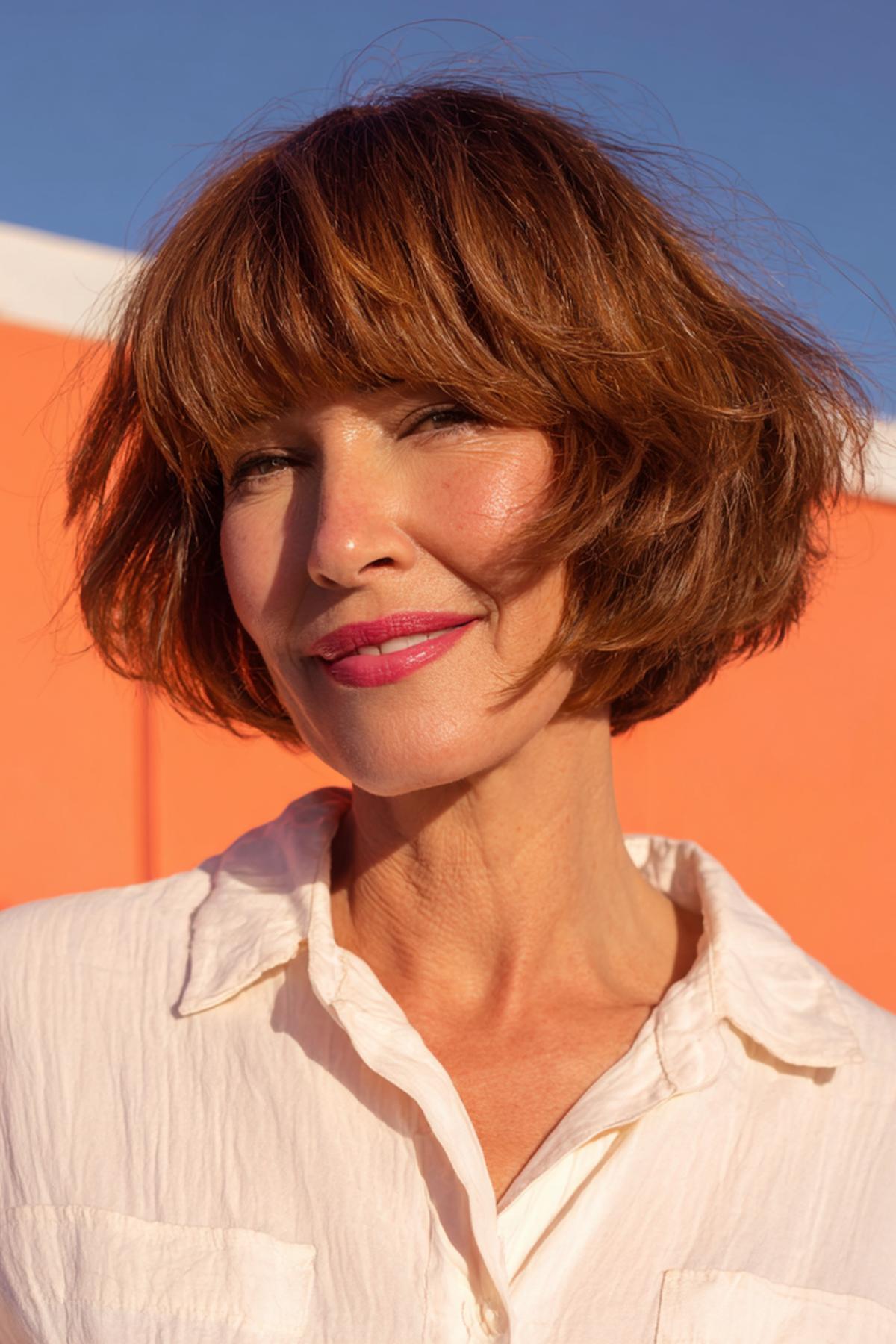 Auburn Tousled Bob With Bangs