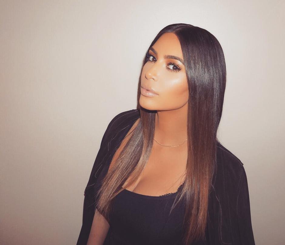 Kim Kardashian sleek straight hair