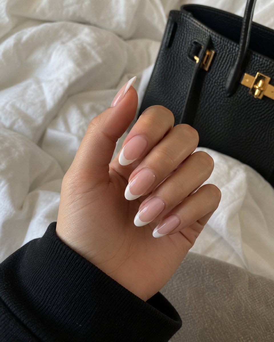 Almond French manicure style