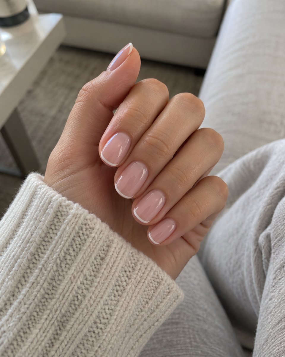 Glossy micro French nail design